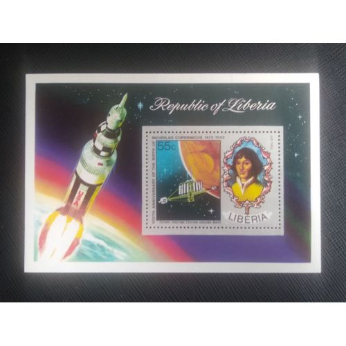 Timbre Liberia Y T Bf 68 500e Anniversaire De Copernic 1973 ( 030808 )