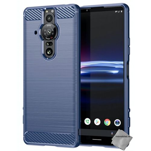 Housse Etui Coque Silicone Gel Carbone Pour Sony Xperia Pro-I + Verre Trempe - Bleu Fonce