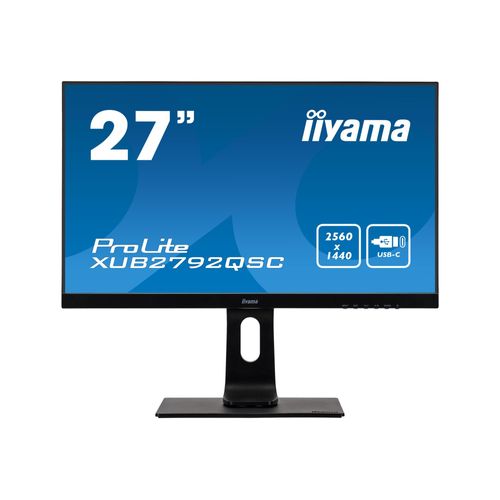 iiyama ProLite XUB2792QSC-B1 - Écran LED - 27" - 2560 x 1440 WQHD @ 75 Hz - IPS - 350 cd/m² - 1000:1 - 4 ms - HDMI, DisplayPort, USB-C - haut-parleurs - noir mat