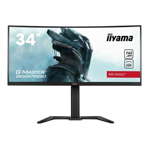 iiyama G-MASTER Red Eagle GB3467WQSU-B5 - Écran LED - incurvé - 34" - 3440 x 1440 UWQHD @ 165 Hz - VA - 550 cd/m² - 3000:1 - HDR400 - 0.4 ms - 2xHDMI, 2xDisplayPort - haut-parleurs - noir mat