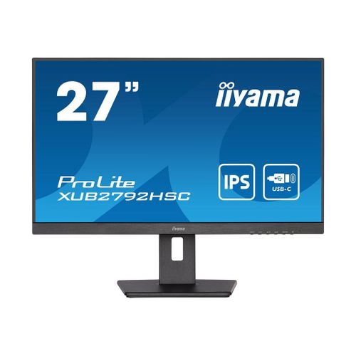 iiyama ProLite XUB2792HSC-B5 - Écran LED - 27" - 1920 x 1080 Full HD (1080p) @ 75 Hz - IPS - 250 cd/m² - 1000:1 - 4 ms - HDMI, DisplayPort, USB-C - haut-parleurs - noir, mat