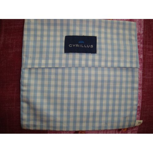 Pochette De Rangement Carré 16 Cm X 16 Cm En Coton Vichy Ciel Et Blanc Cyrillus Pour Caleçon Homme