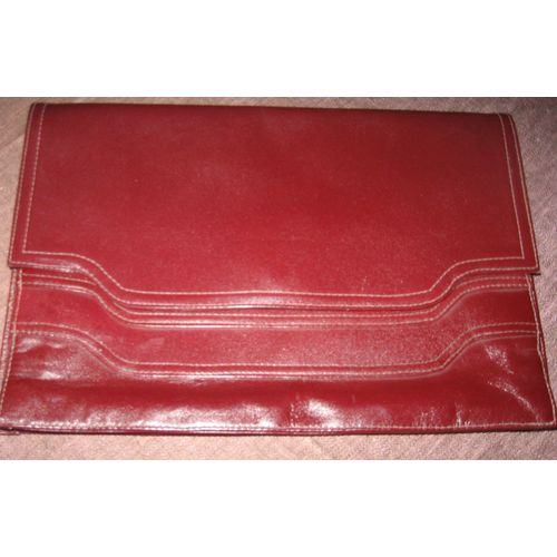 Pochette Cuir Bordeaux