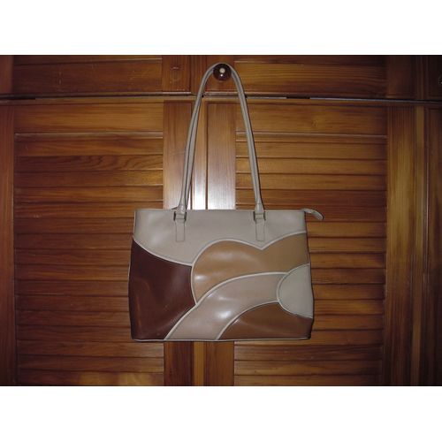 Sac À Main De Marque China Marron Et Beige Façon Patchwoork