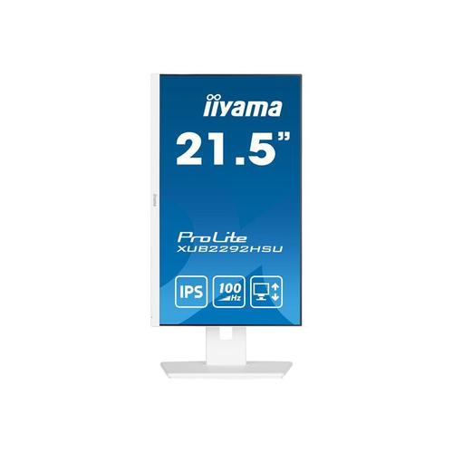 iiyama ProLite XUB2292HSU-W6 - Écran LED - 22" (21.5" visualisable) - 1920 x 1080 Full HD (1080p) @ 100 Hz - IPS - 250 cd/m² - 1000:1 - 0.4 ms - HDMI, DisplayPort - haut-parleurs - blanc, mat