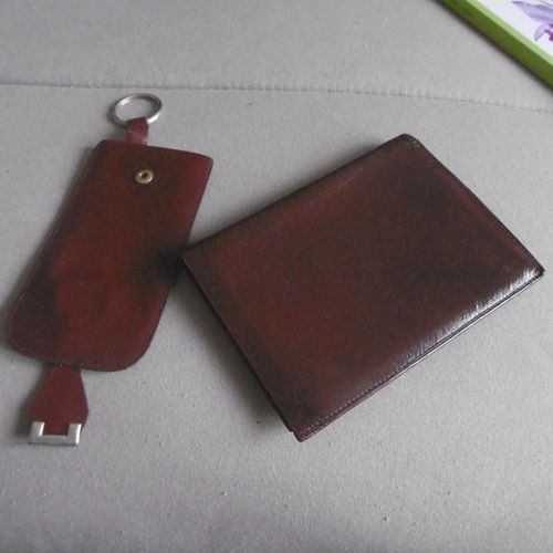 Lot Portefeuille Et Étui Clés Cuir Bordeaux