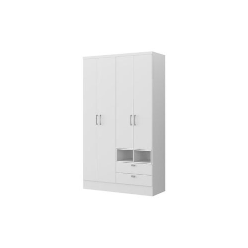 Armoire Odilon - 4 Portes & 2 Tiroirs - L.120 Cm - Blanc