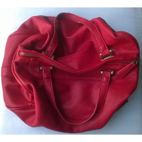 Sac À Bandoulière Cabas Moa Cuir Rouge De Fête Pour Le Travail Ou Le Voyage