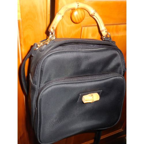 Sac À Main Noir Avec Anse En Bambou