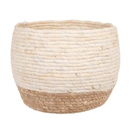 Cache-Pot En Fibre Végétale Beige Et Camel H23