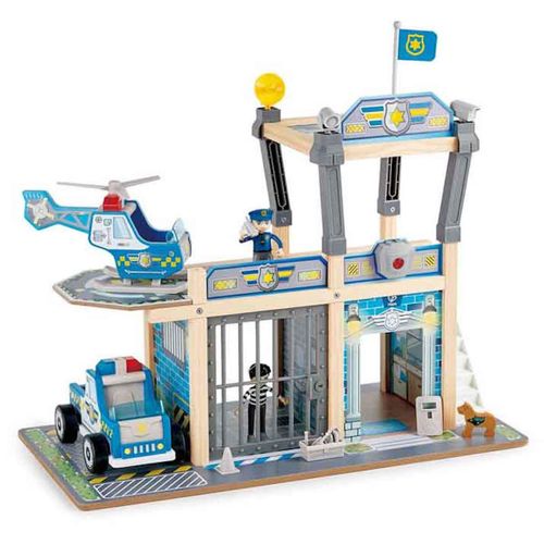 Hape- Station De Police En Bois Deux Niveaux Avec Cellule De Prison Figurines Et Accessoires 3 Ans Et Plus E3050 Noir