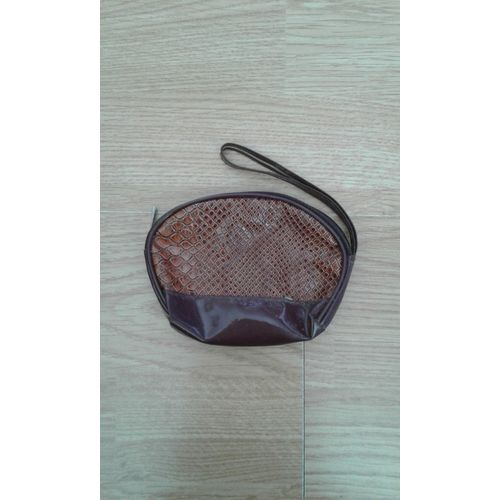Porte-Monnaie Simili-Cuir Imitation Peau De Serpent Marron