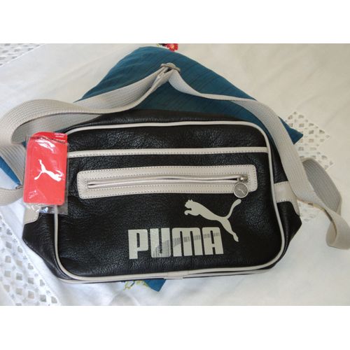 Sac À Bandoulière Puma Polyuréthane Noir Et Gris Clair