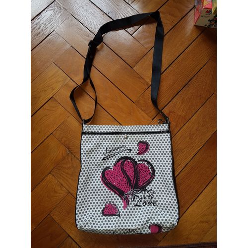 Lancaster Sac Noir Rose Coeur Arty Love