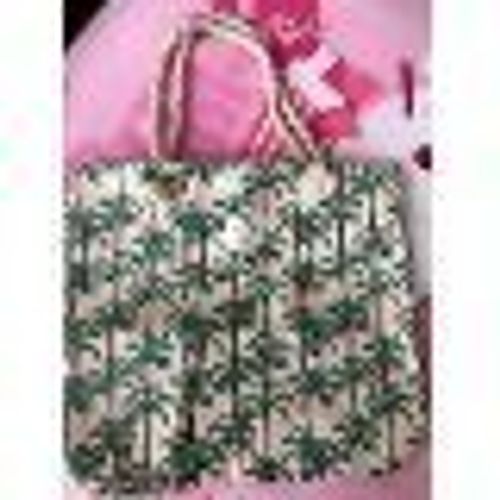 Sac D'été Nuxe Hipanema H 40 Cm X L 45 Cm Motif Palmiers Verts Sur Fond Écru