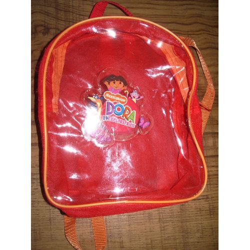 Sac À Dos Rouge Transparent Bords Orange Dora