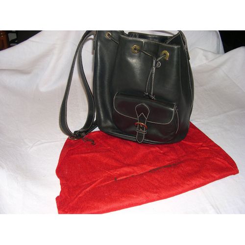 Sac À Bandoulière Lancel Sac Seau Cuir Bleu Marine