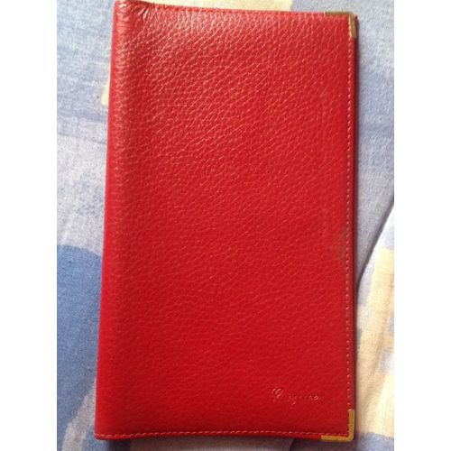 Porte Chéquier Guyue Croûte De Cuir Rouge