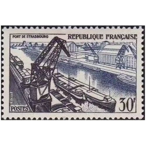 France 1956, Beau Timbre Yvert 1080, Réalisations Techniques, Le Port De Strasbourg, Neuf* - Sans Gomme. -