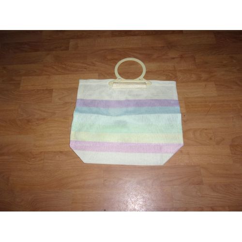 Sac Cabas Multicolore Course Plage Anses Plastique Neuf