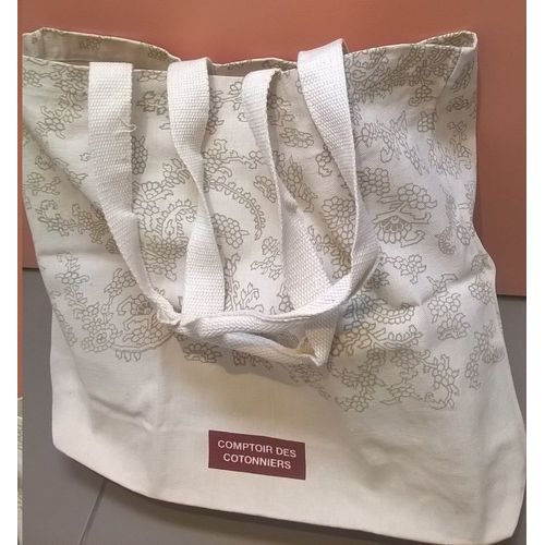 Sac À Main Cabas Shopping Week-End Comptoir Des Cotonniers Tote Bag En Toile Coton Beige