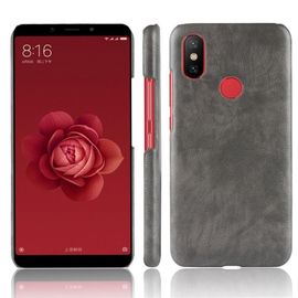 Étui Pour Rétro Xiaomi Mi A2 /Mi 6x Housse De Protection Modèle De Litchi Compatibilité Anti Éraflure Rétro - Gris
