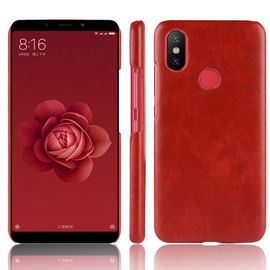 Étui Pour Rétro Xiaomi Mi A2 /Mi 6x Housse De Protection Modèle De Litchi Compatibilité Anti Éraflure Rétro - Rouge