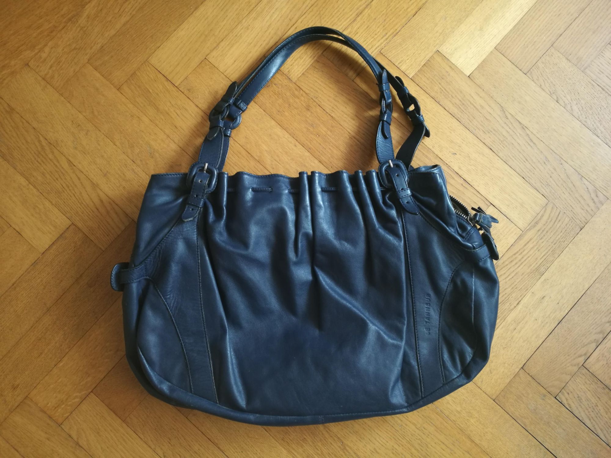 Sac À Main Le Tanneur Mathilde Cuir Bleu Marine