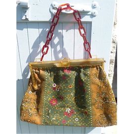 Sac À Main En Tissu & Bakélite