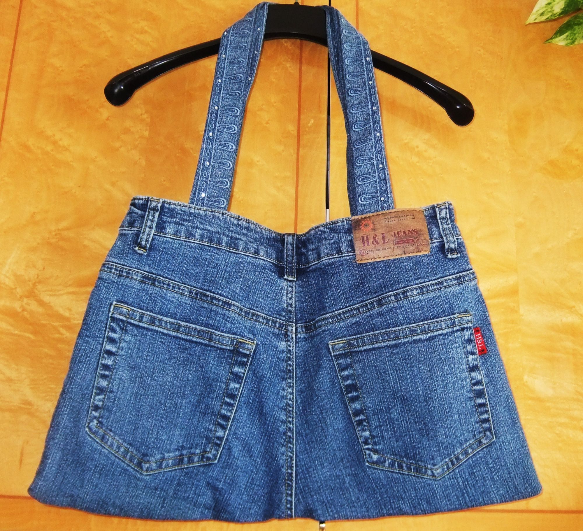 Sac À Bandoulière En Jean Bleu Avec Broderie Et Strass En Toile Autre