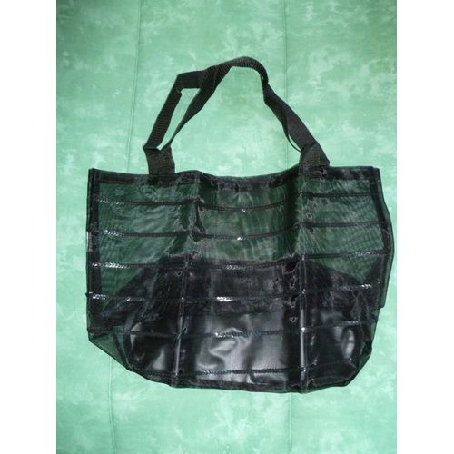 Sac Shopping Voile Transparent Avec Sequins Noir Neuf