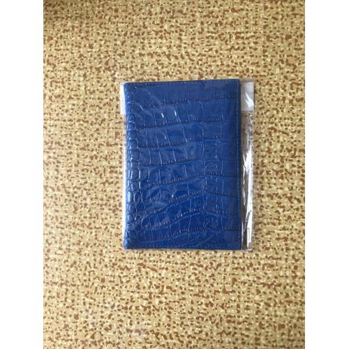 Pochette Passeport Style Crocodile Bleu