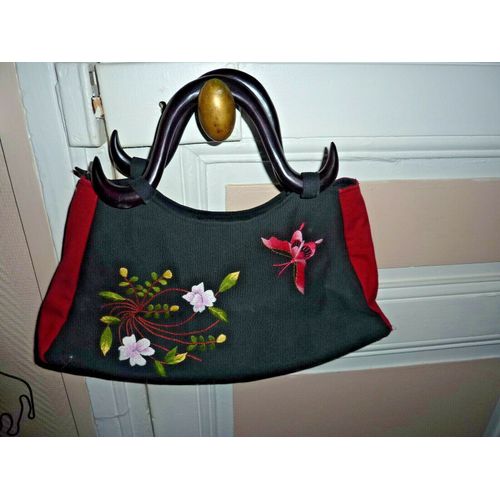 Sac À Main En Tissus Et Bois