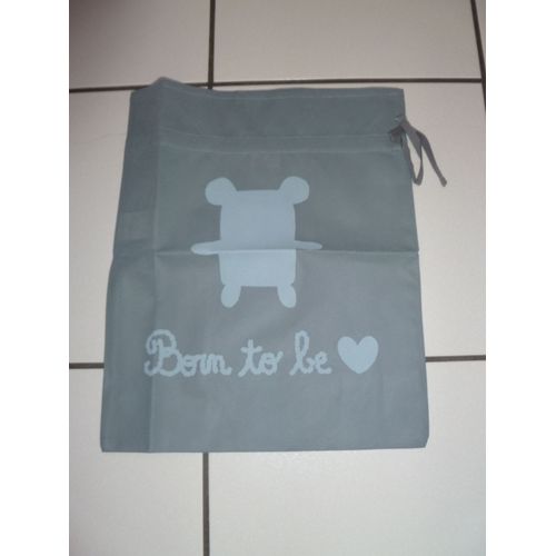 Pochette De Voyage Pour Rangement Vêtements Neuve- Sac À Lingerie Trousse De Transport Grise Avec Impression - Textile Polyester Grand Format 39 X 33 Cm Gris + Blanc - Pochette Cadeau Ou Autre