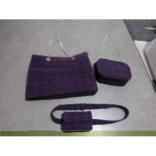 Neuf Set Sacs Chics En Velours Matelassé Violet Moa