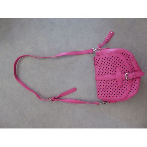 Neuf Sac Bandoulière Fuchsia Perforé Moa