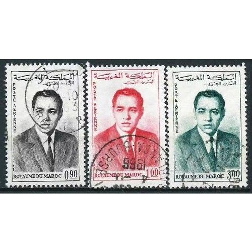 Royaume Du Maroc 1962, Beaux Timbres De Poste Aérienne Yvert 106 107 109, Portrait Du Roi Hassan 2, Oblitérés, Tbe -