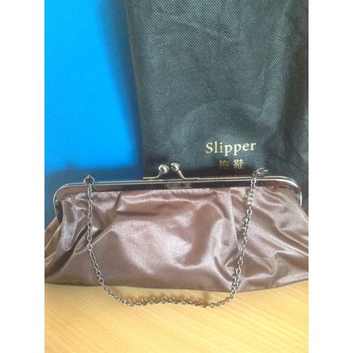 Pochette Slipper Satin Marron