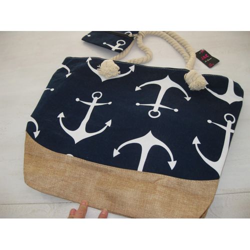 Sac À Bandoulière Néant Sac De Plage Coton Bleu