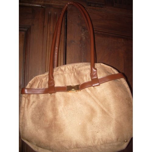 Sac À Main Vm/Wb Effet Daim Marron