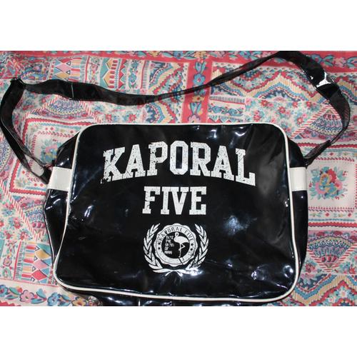 Sac Besace Kaporal Verni Noir Et Blanc