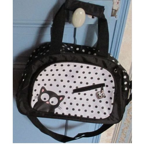 Sac Fourre-Tout Pip & Co Girls Polka - Noir Et Blanc - Petit Modèle - 40x26x14cm - Anses Avec Protection De Portage Et Bandoulière Amovible - Fibre Nylon