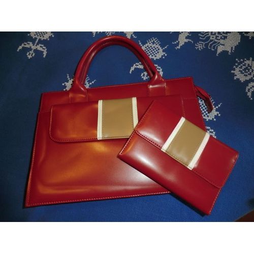 Sac À Main D.A.D.P.R. Synthétique Rouge + Porte Monnaie