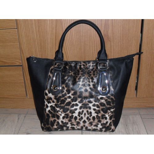 Sac À Main - Bandoulière - Imprimé Léopard - Noir - Marron - Femme