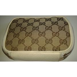 Sac bandoulière Camera Petit Gucci Toile Monogramme Beige et Cuir Marron