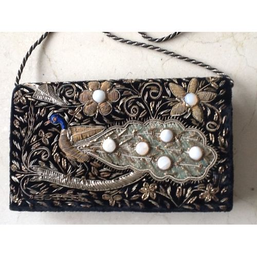 Pochette Broderies/Perles Et Velours Neuve