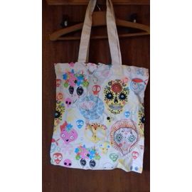 Sac À Bandoulière Tissu Coton Tete De Mort
