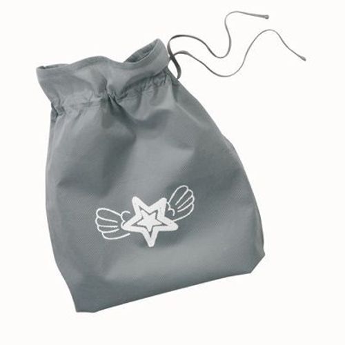 Pochette Voyage Pour Rangement Vêtements - Sac À Lingerie Trousse De Transport Grise Avec Imprimé Étoile Ailée - Textile Polyester Grand Format 39 X 33 Cm Gris & Blanc - Pochette Cadeau Bébé Ou Autre