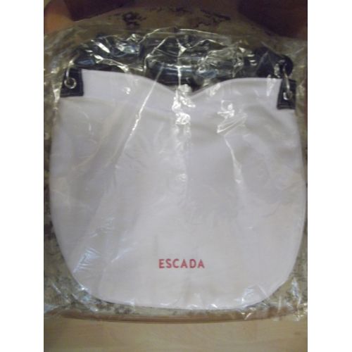 Sac À Main Escada Ibiza Hippie Blanc Anses Bleu Marine Coton