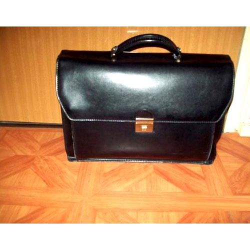 Katana Cartable Noir Cuir Vache Porte-Documents Sac Sacoche Besace Malette Porte Documents Noire 2 Soufflets Plusieurs Poches Zippees En Cuir Vachette Gras Cartable Katana